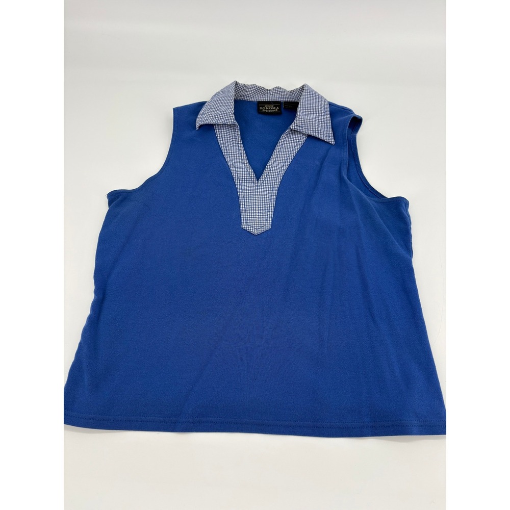 Sonoma Jean Company Petite Blue Sleeveless Collared‎ Polo Shirt Women's PM